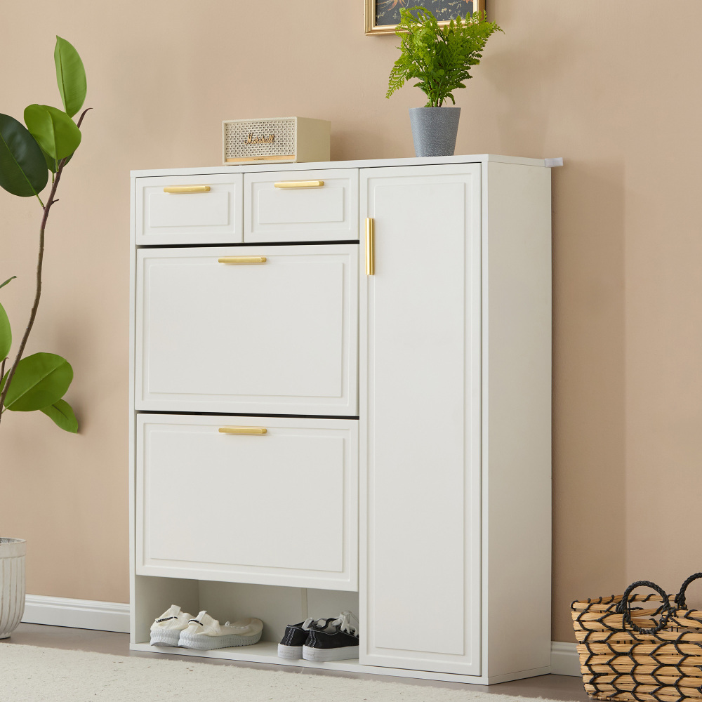 Image of Shoe Cabinet With , Adjustable Shelves, 2 Drawers, Storage Space, Mdf Particle Board, Durable And Easy To Clean, For Hallway, Foyer, Entryway