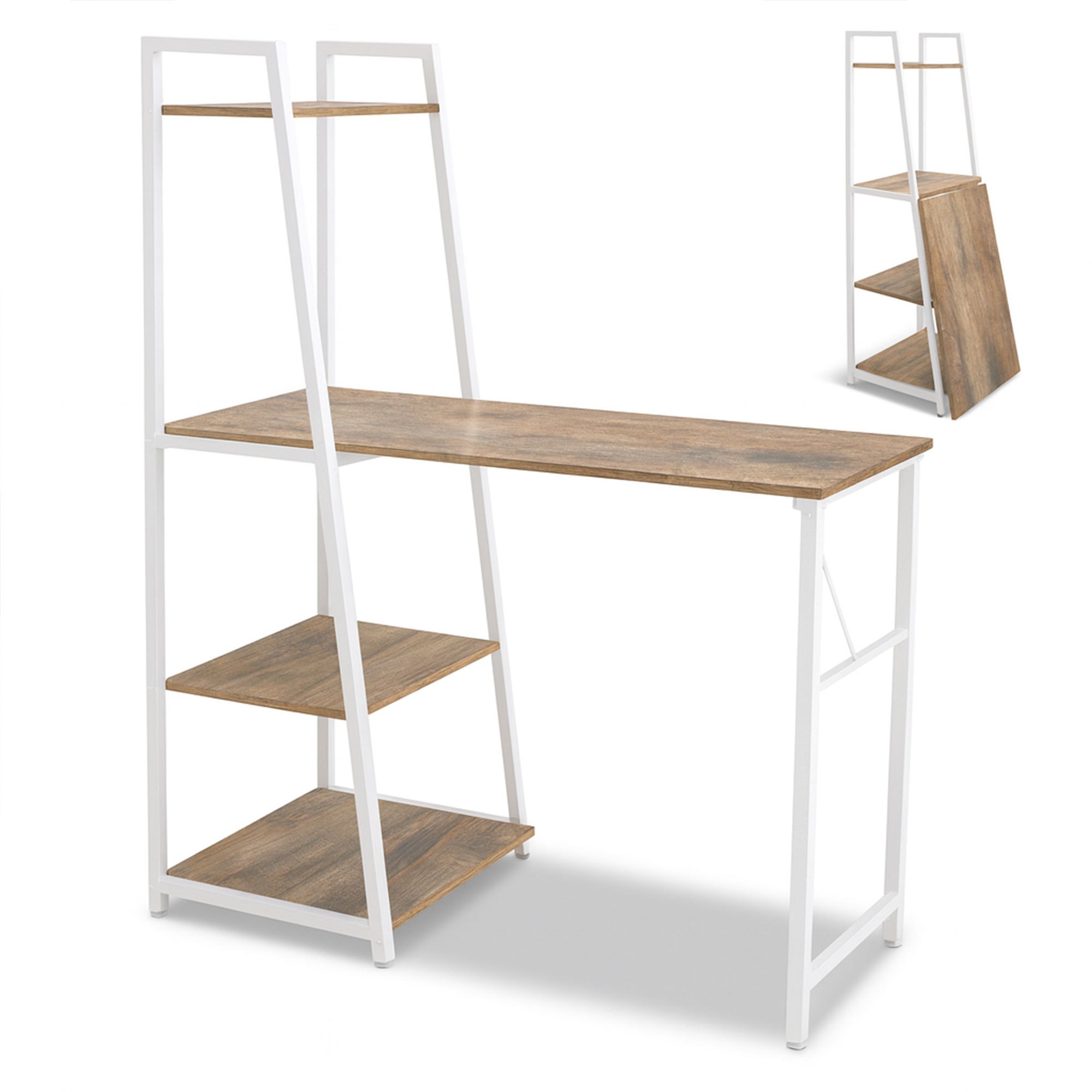 Image of Bimyo - Space- Folding Desk With Bookshelf, 50x41xh128 Cm, Industrial