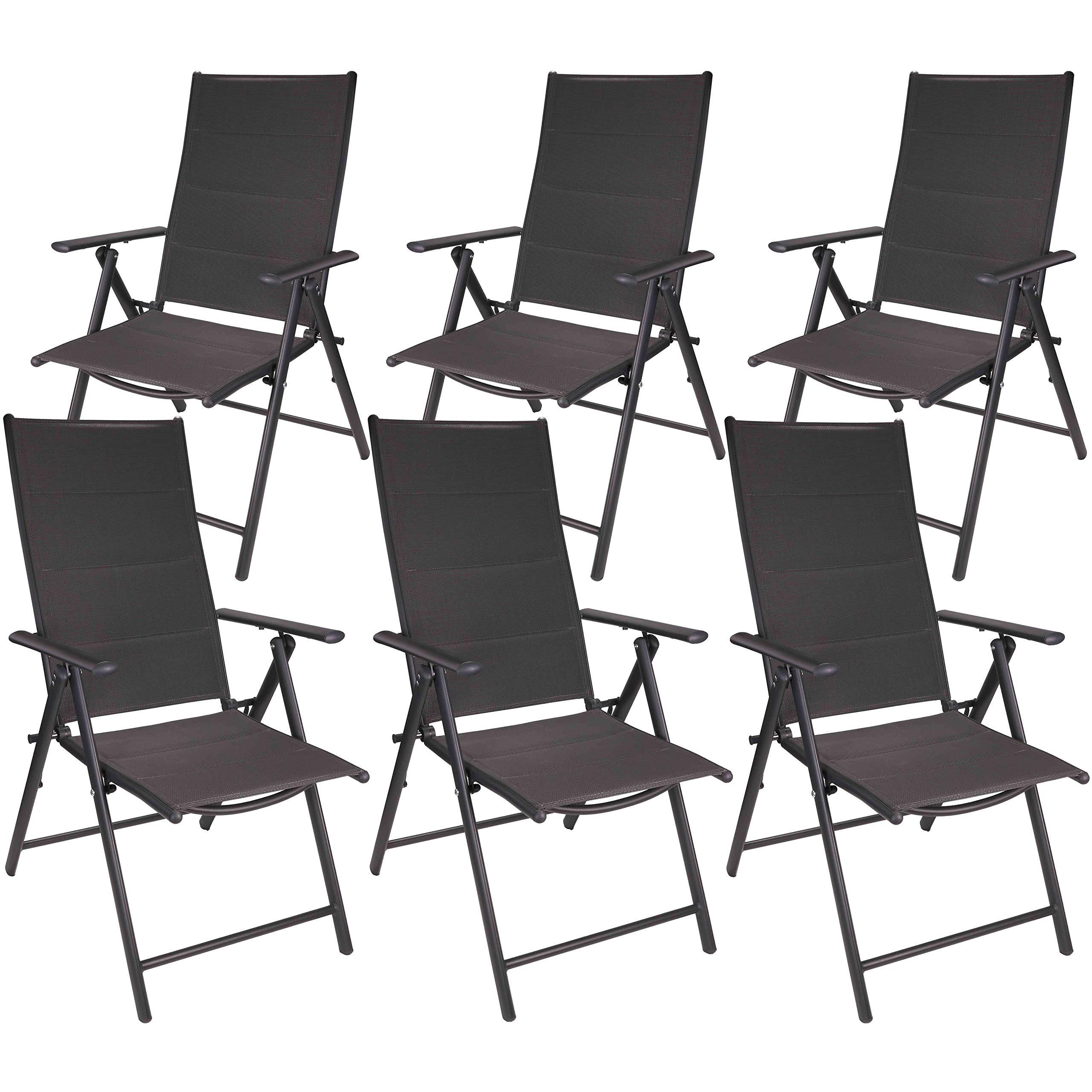 Brubaker 6pcs Set Of Riva Garden Chairs - Foldable Chairs With 7-way Adjustable Backrests - Weather-resistant Folding Chairs -