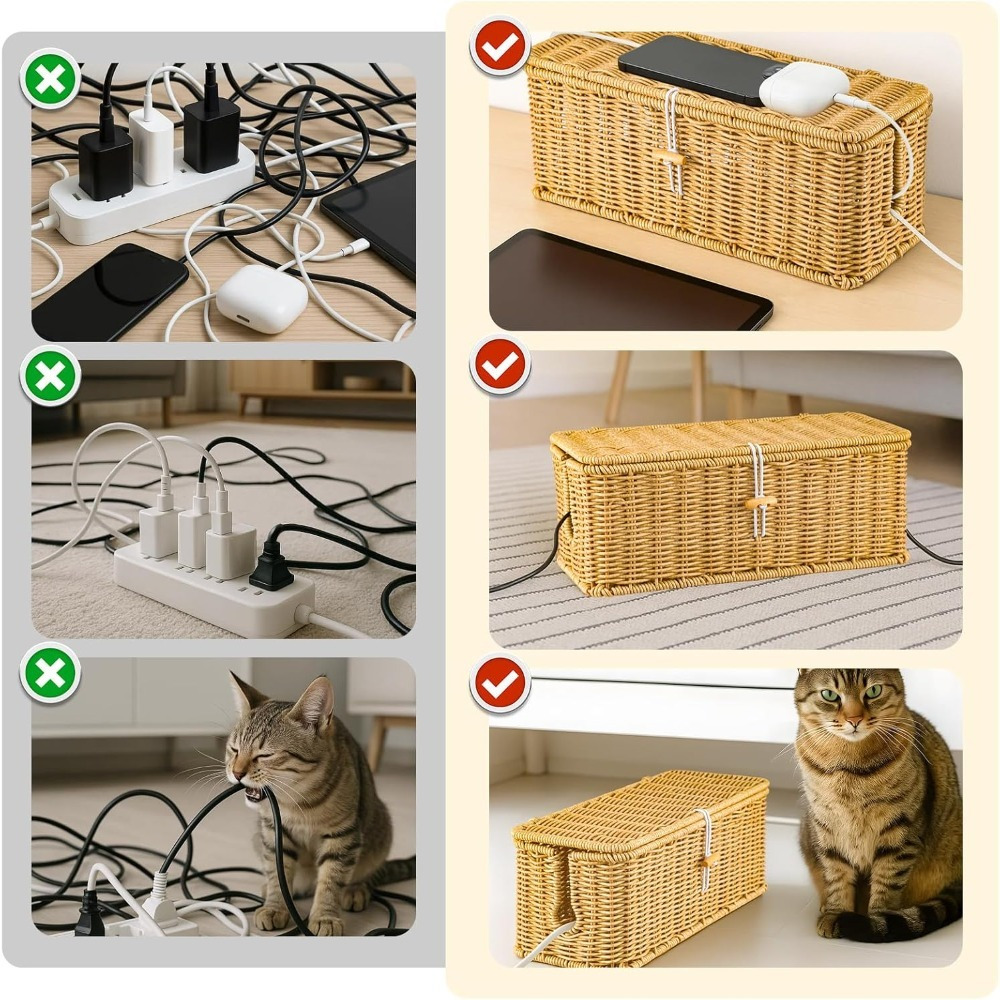 2pc Under Desk Cable Organizer Box for Home Office
