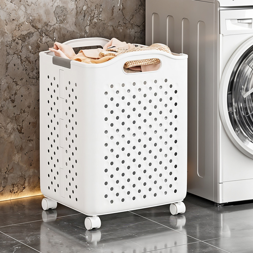 TEMU 1 Piece, Bathroom Plastic Laundry Basket, Bathroom Trolley, Plastic Large Capacity Shelf, Can Store Toys Such As Building Blocks And Dolls, With