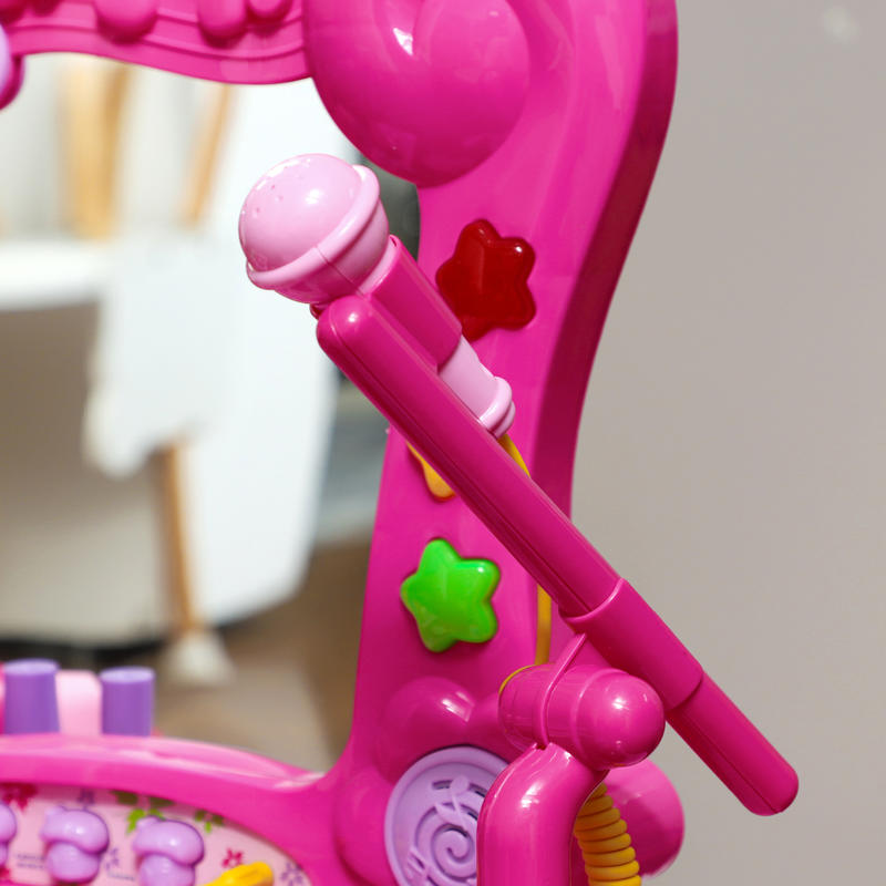 15-delige Kinder Make-upset met Kruk, Spiegel, Verlichting, Muziek, Microfoon, Haardroger en Opbergruimte