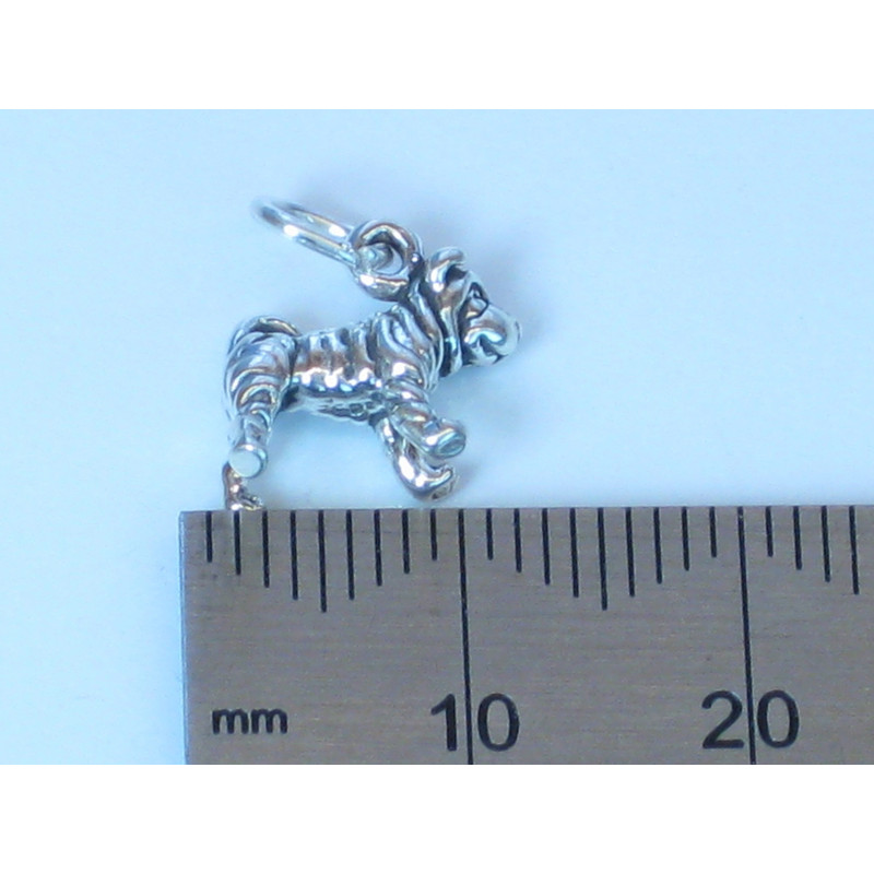 Sterling Silver Shar-Pei Dog Charm, Dog Lover Gift