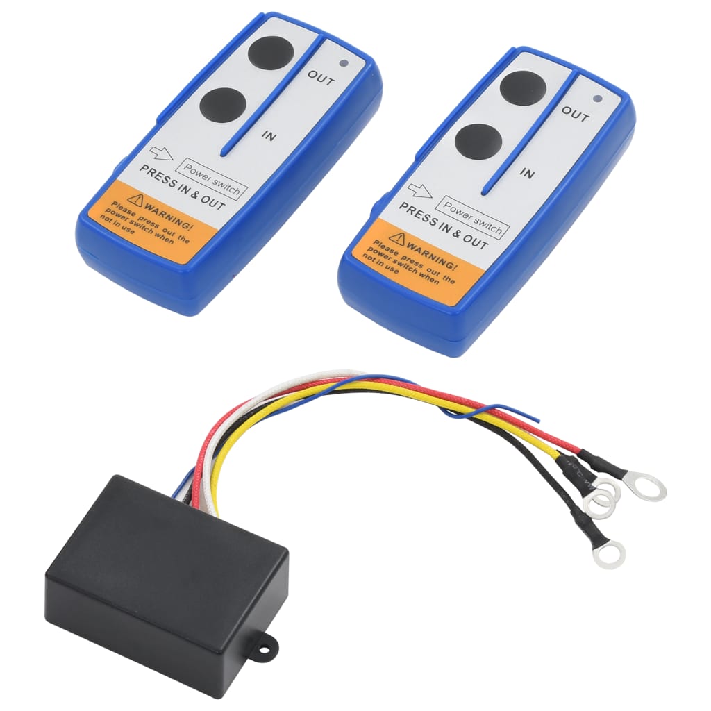 Image of Vidaxl 2x Wireless Remote Control For Electric Hoist Winch With Receiver Batteries Wireless Remote Control Radio Remote Control 23m 12v 433mhz