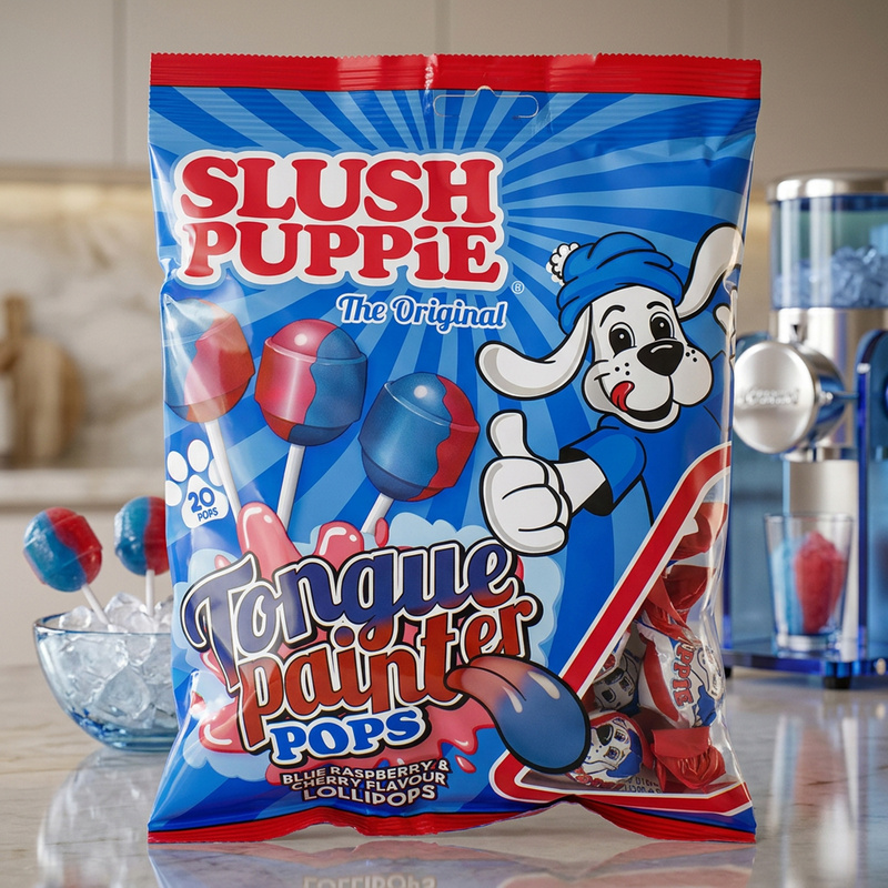 Slush Puppie Tongue Painter Pops, 20-pack – Blue Raspberry & Cherry