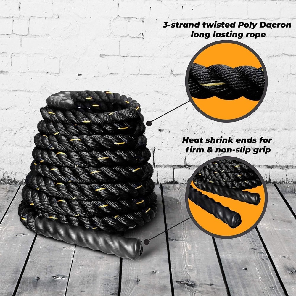High-Strength 9m x 38mm Battle Rope for Full-Body Strength Training