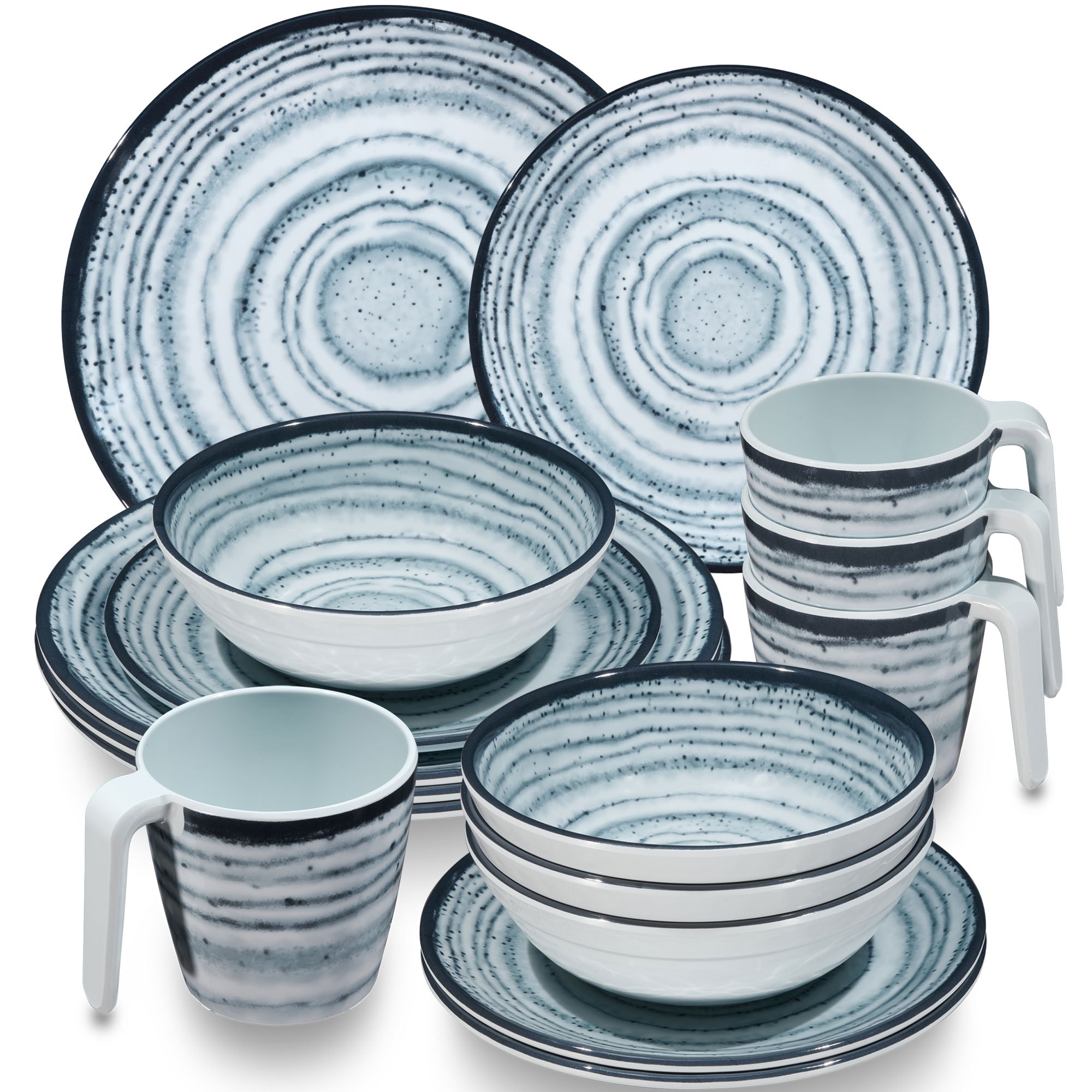 Image of Camping Dishes For 4 People - 16pcs - Dishwasher Safe Tableware Camping Accessories Camping Dishes Camping Festival Picnic Garden Party