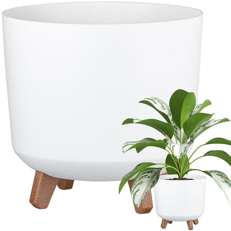 Round Garden Planter With Legs, White
