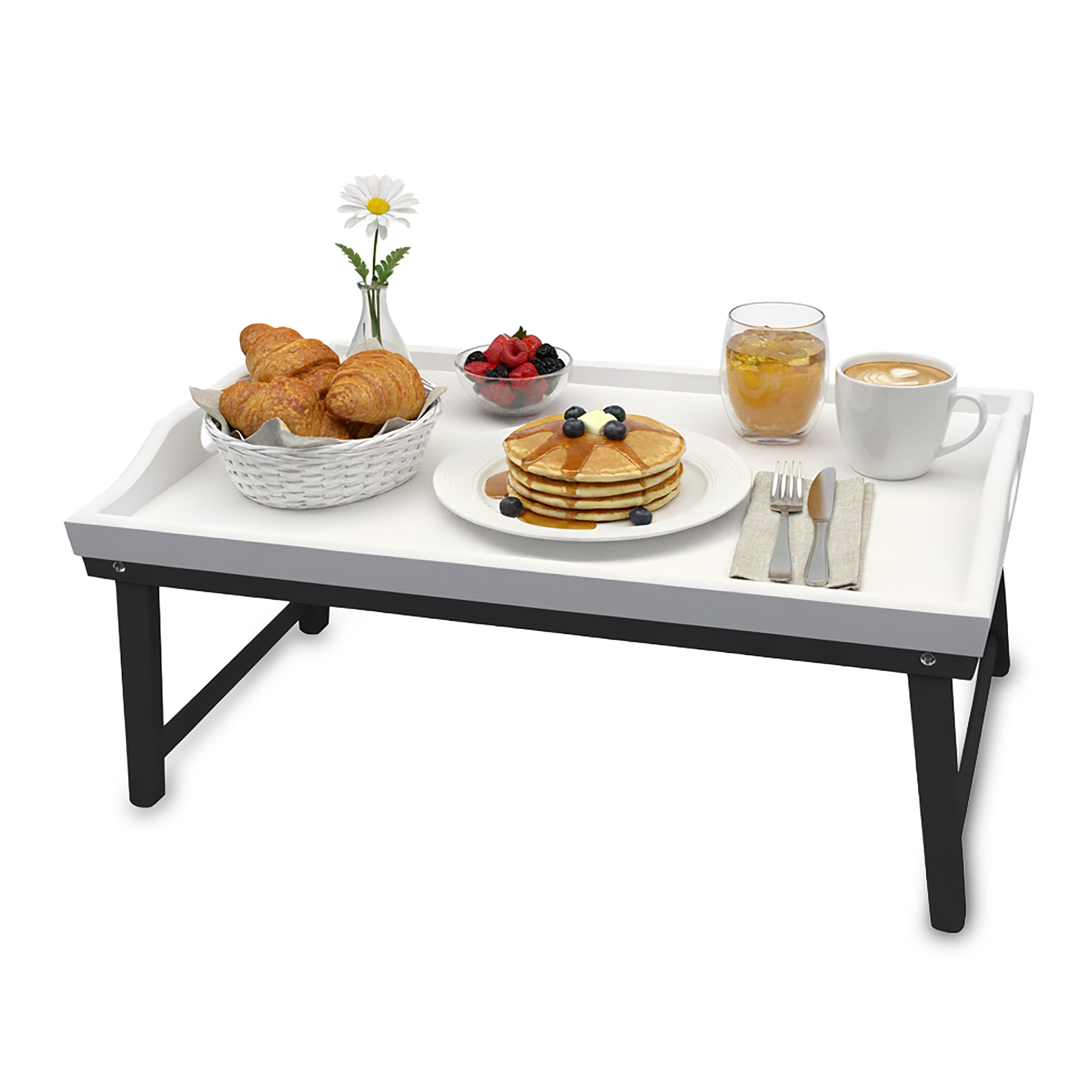 Bed Tray In White/gray - (w)50 X (h)20 X (d)30 Cm