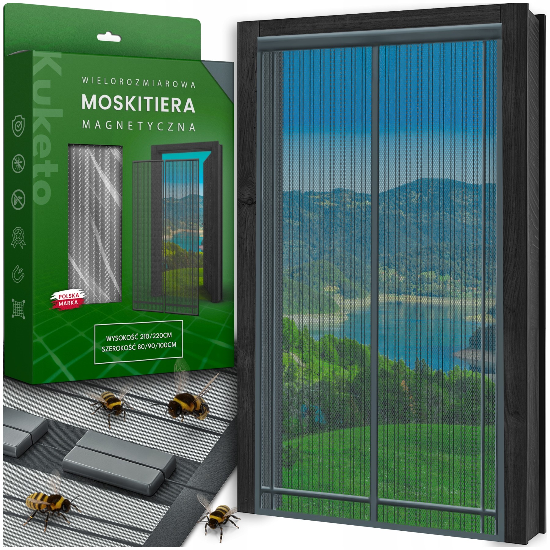 TEMU Kuketo – Moustiquaire Magnétique Multi-tailles pour Portes-fenêtres et Fenêtres de Balcon – Écran à Fermeture Automatique – Options de Largeur