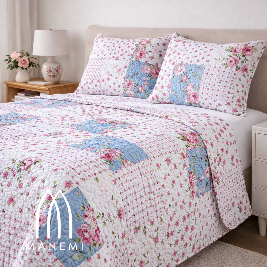 TEMU MANEMI - Colcha para verano y - Colcha para cama inluye 1 o 2 de cojin ，Colcha cubre cama 100% poliester, y transpirable. El diseño de la de