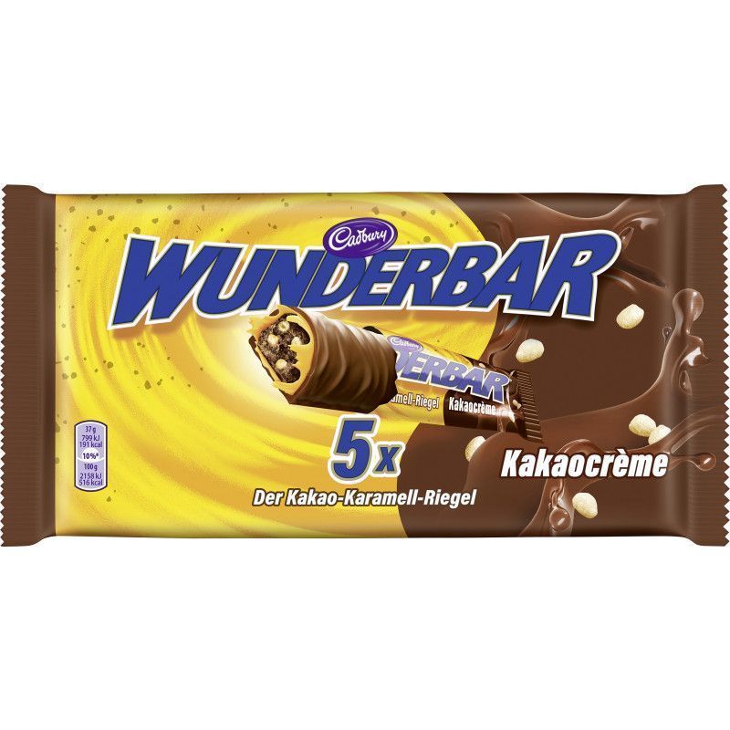 Image of Cadbury Wunderbar Cocoa Caramel Bar 5 X 37g