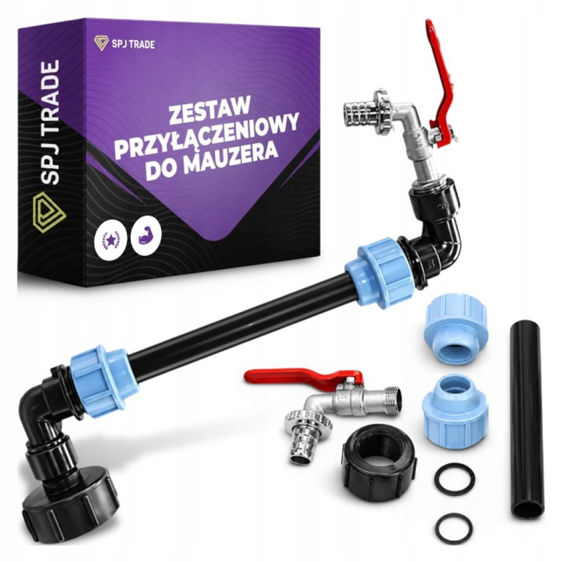 Zestaw przyłączeniowy pojedyńczy adapter do zbiornika IBC ZAWÓR PRZEDŁUŻKA do nawadniania: retailer-supplied image