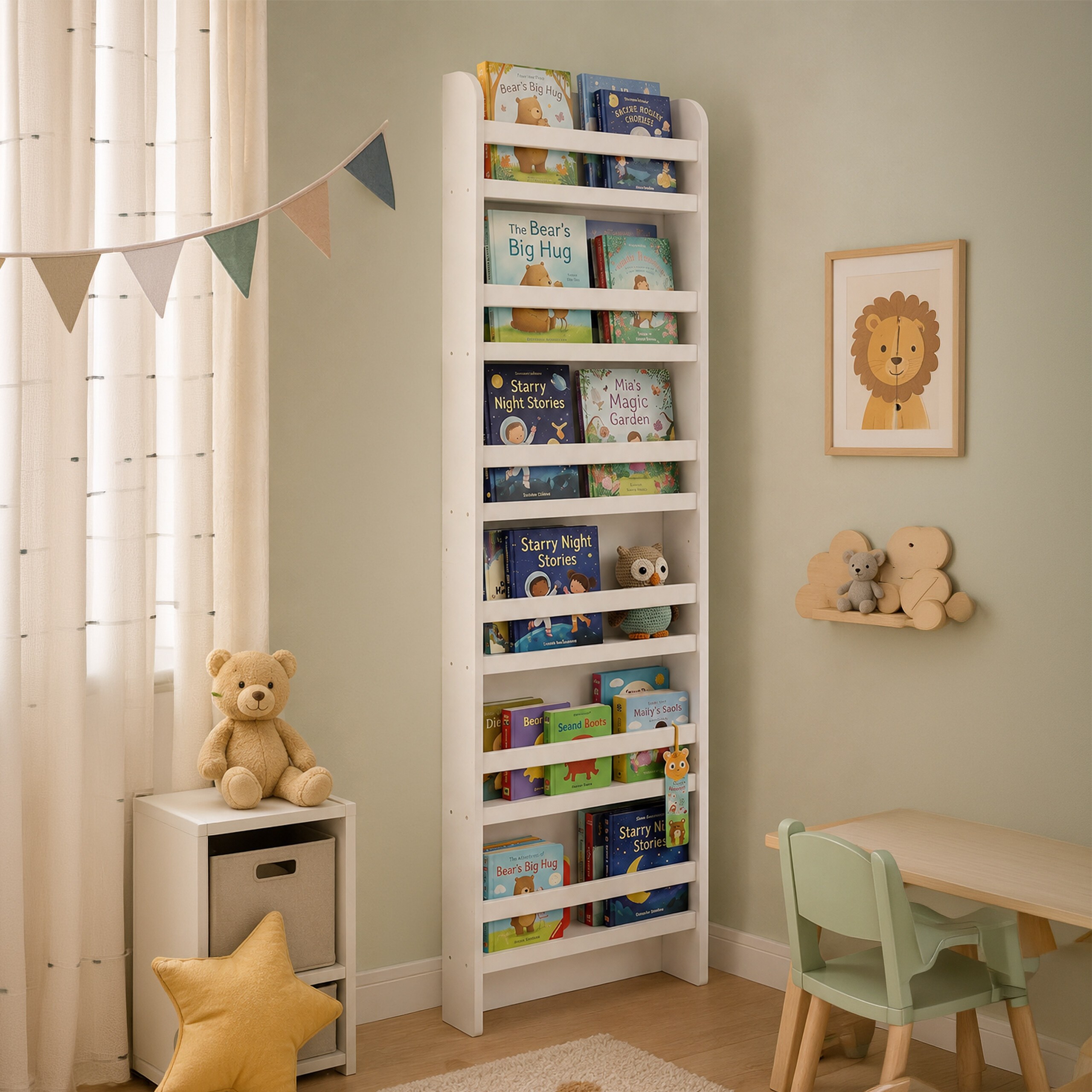Bookshelf In White - (w)55 X (h)200 X (d)10 Cm