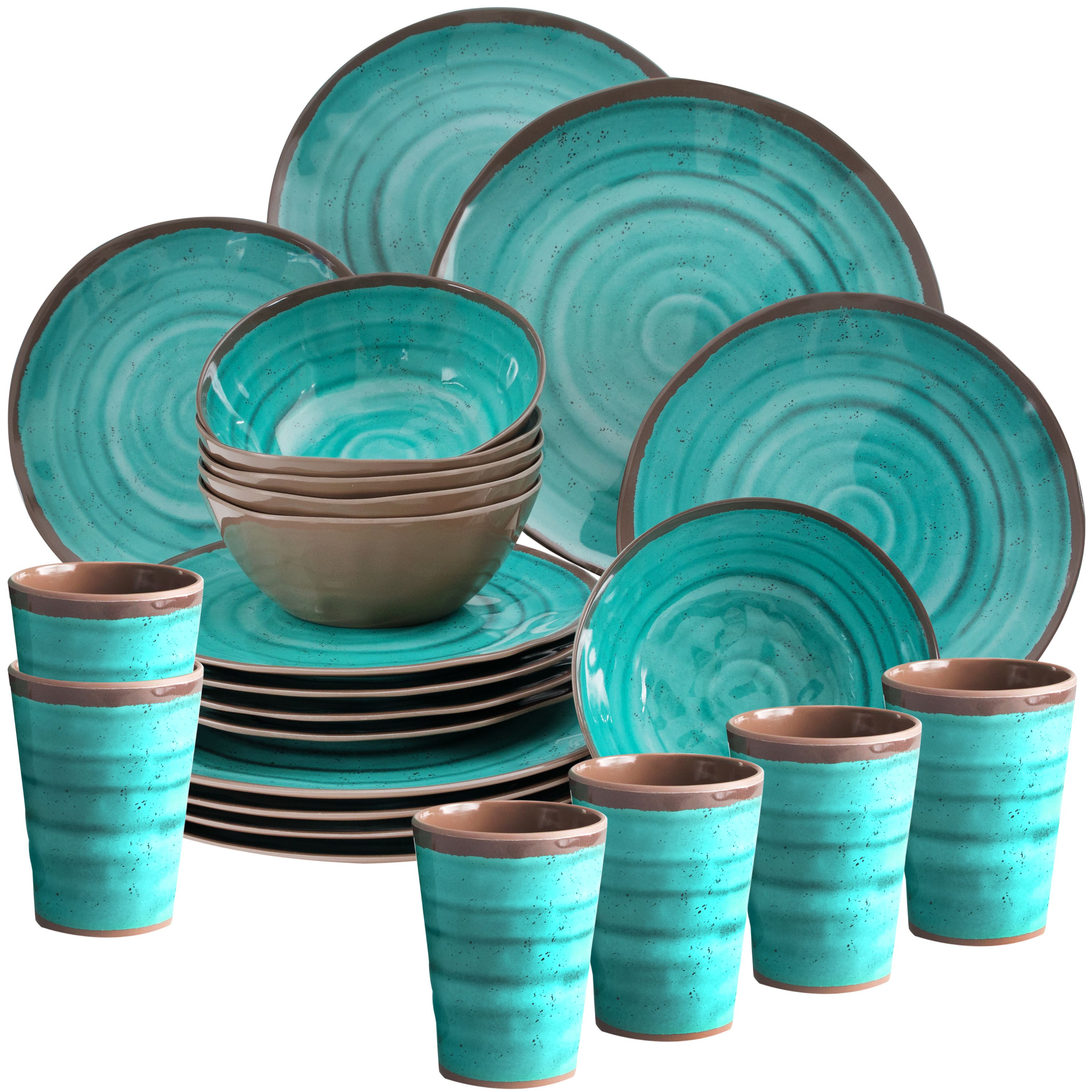 Image of Camping Dishware For 6 People 24pcs - With Plates And Cups - Dishwasher-safe Camping Dishware Camping Accessories Camping