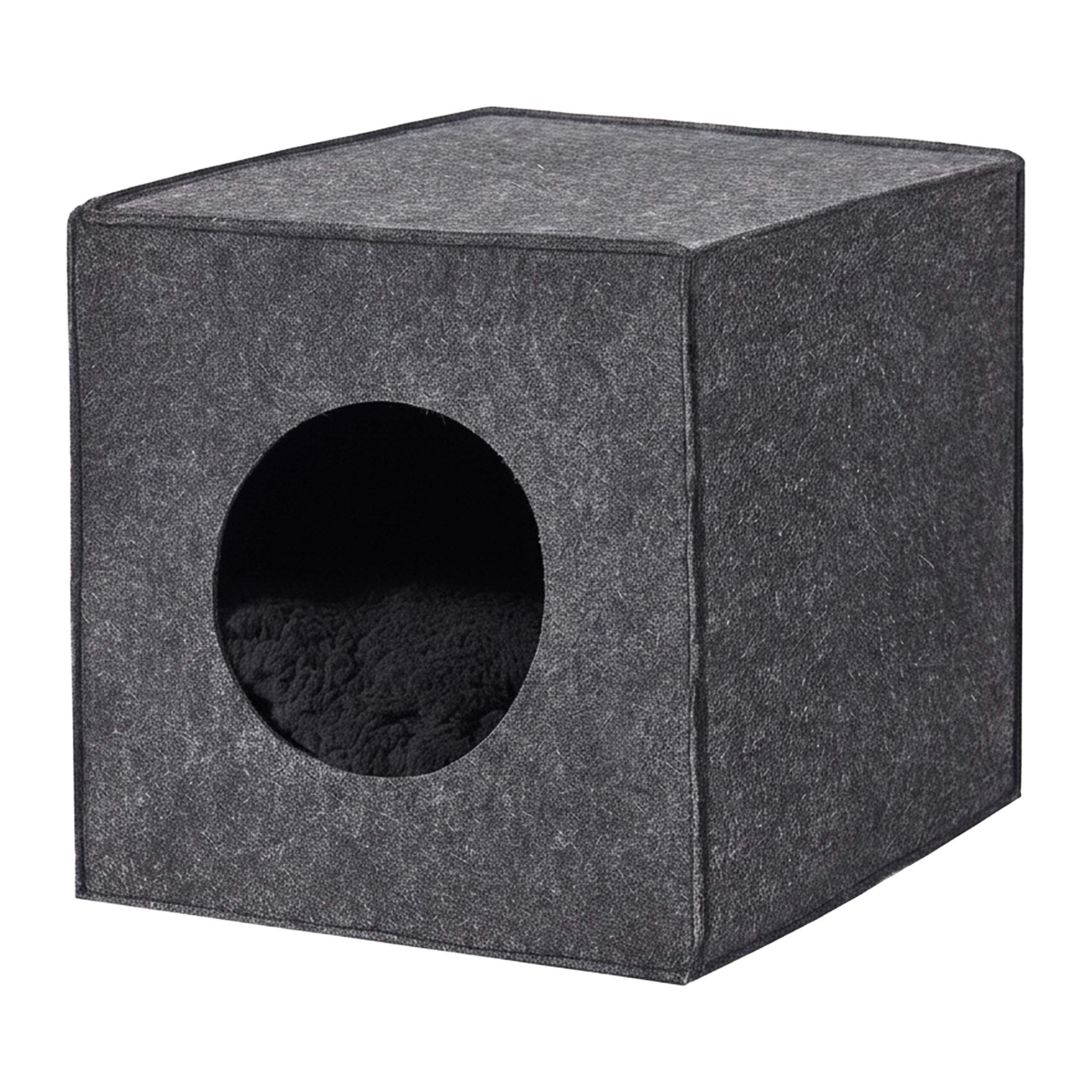 Grey Felt Cat Cave, 33cm W x 33cm H x 37cm D
