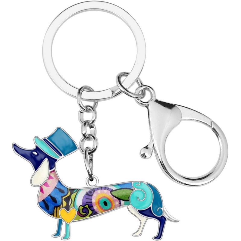 Dachshund Dog Enamel Key Chain Alloy Metal Bag Car Charm Jewelry for Women Girls