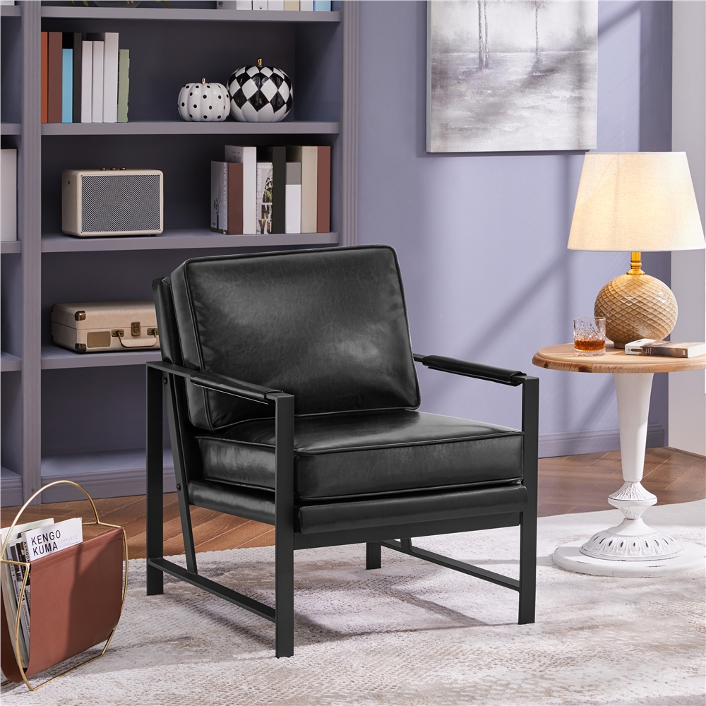 Image of Costoffs Retro Armchair Lounge Chair Recliner With Backrest Single Chair With Metal Frame