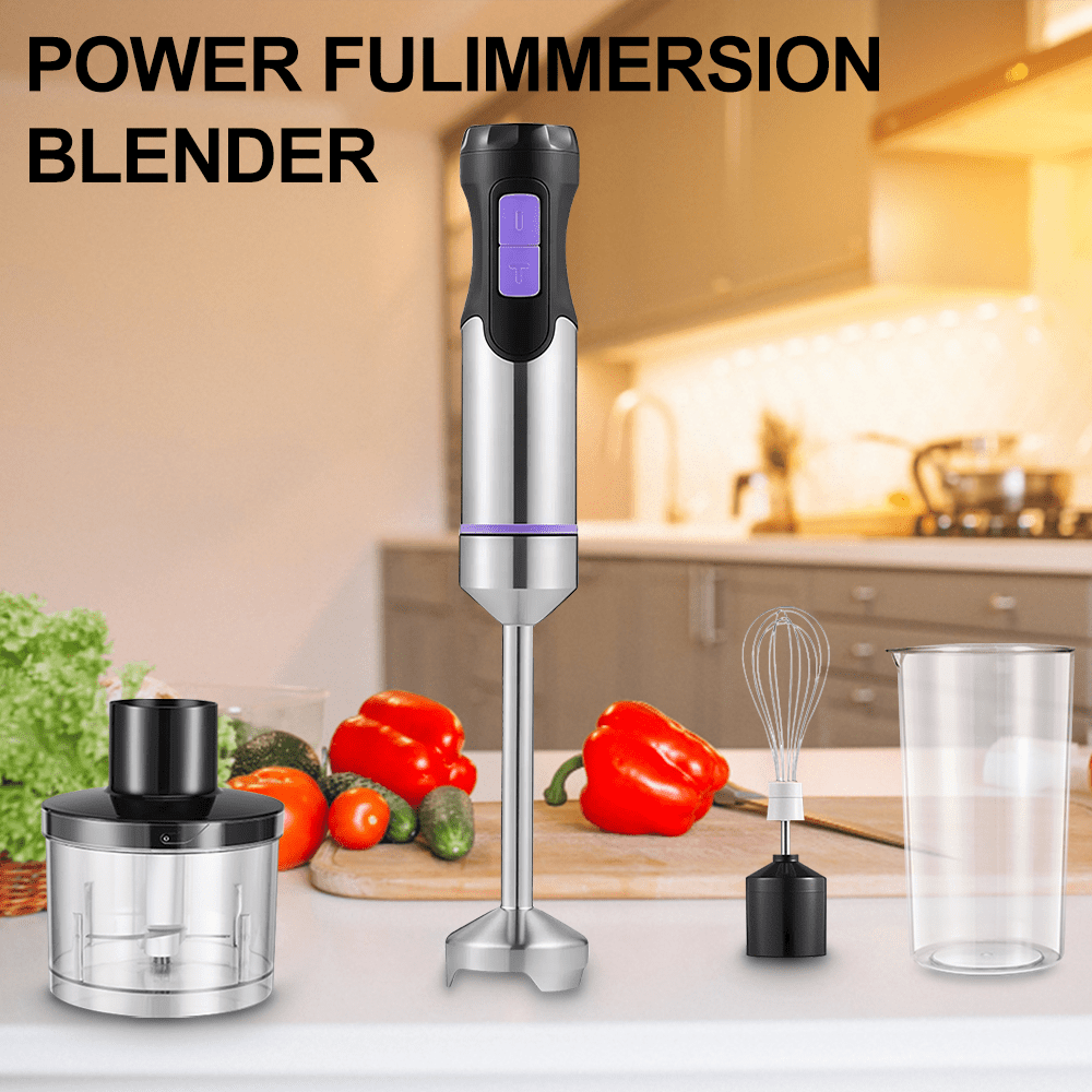 Image of 600-watt Hand Blender, 4-in-1 Powerful Puree Stick With Turbo & 3 , Complete Set With 500ml Food Chopper, Whisk & 700ml Measuring Cup, For Baby Food, Soups, Smoothies