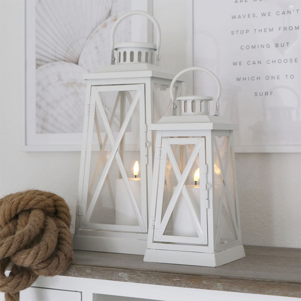 Candle Holder Harbour White Metal H27cm Metal Candle Holder Country House Modern - Small