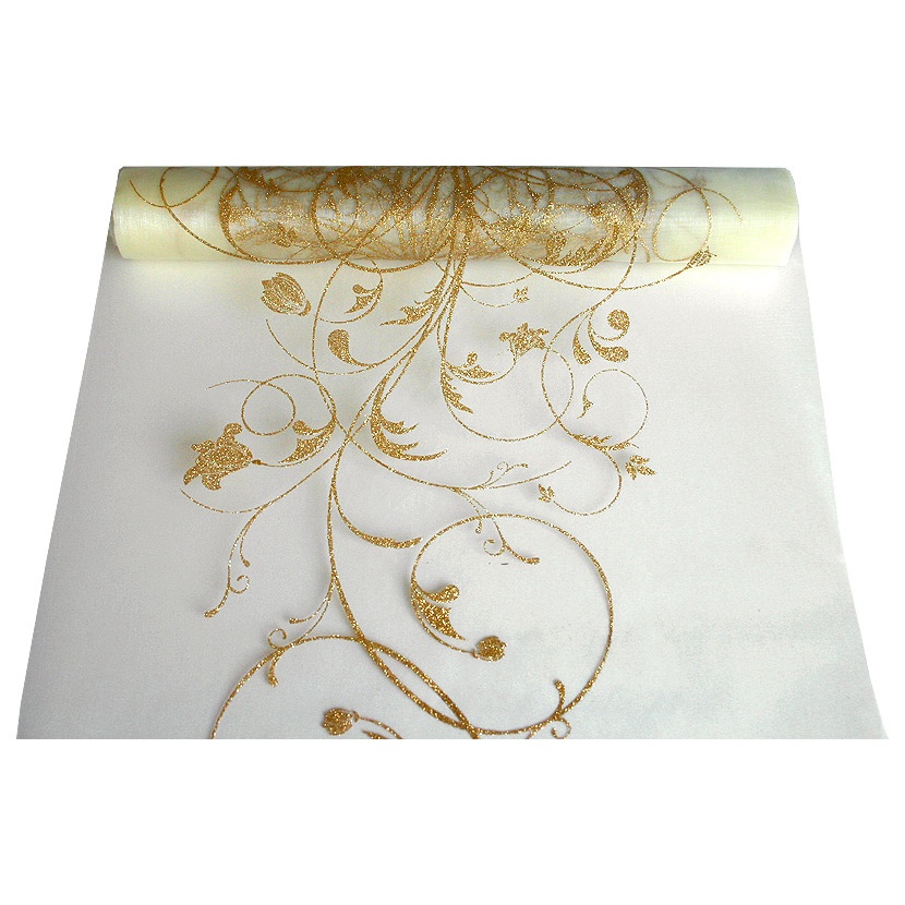 TEMU Chemin de Table Organza Impression Dorée
