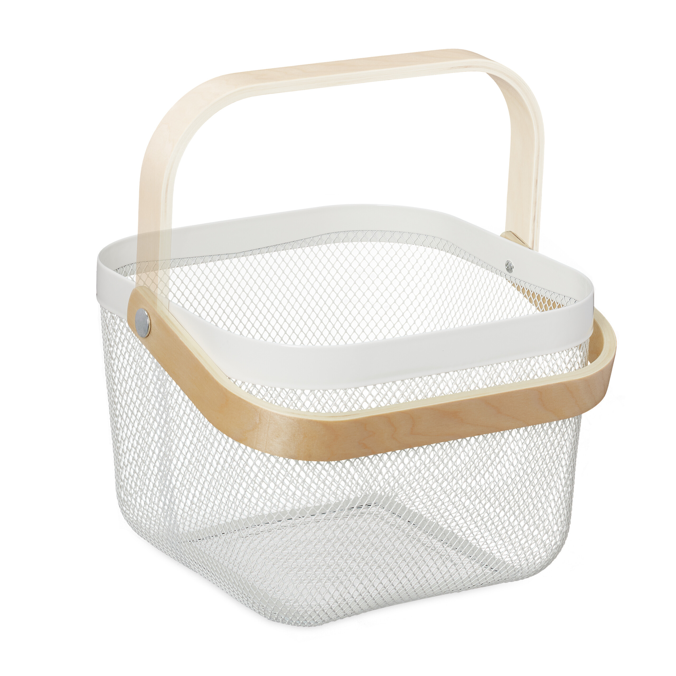 2 x Wire Basket in White/Natural for Organising