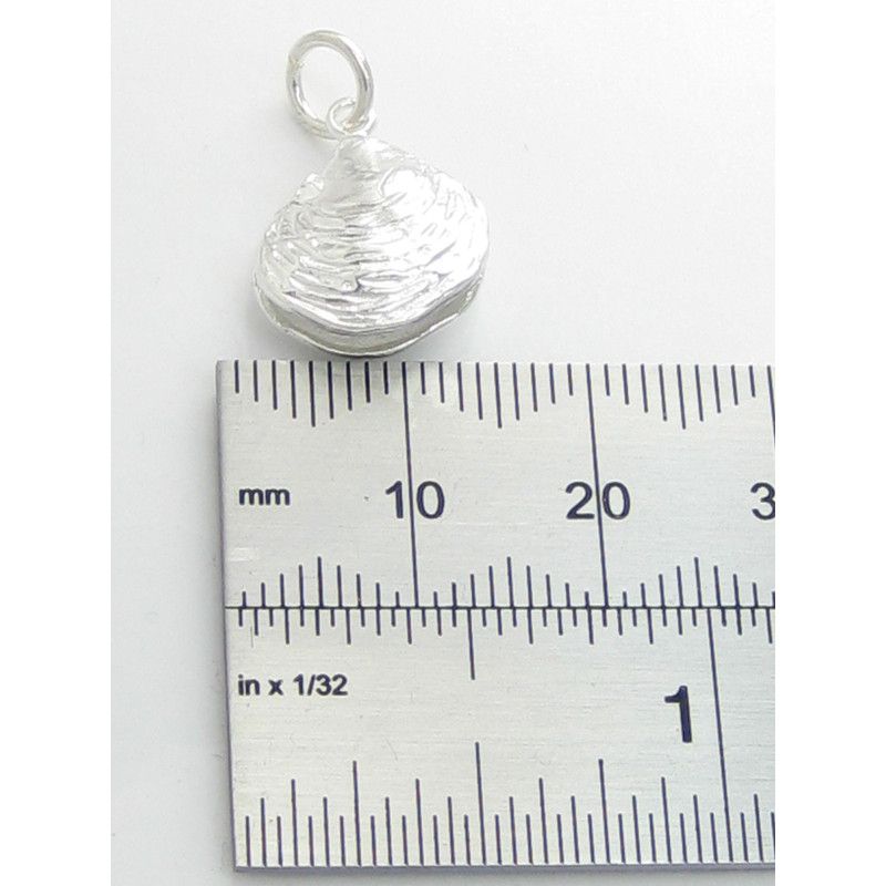 Oyster Shell Charm, Unique .925 Sterling Silver
