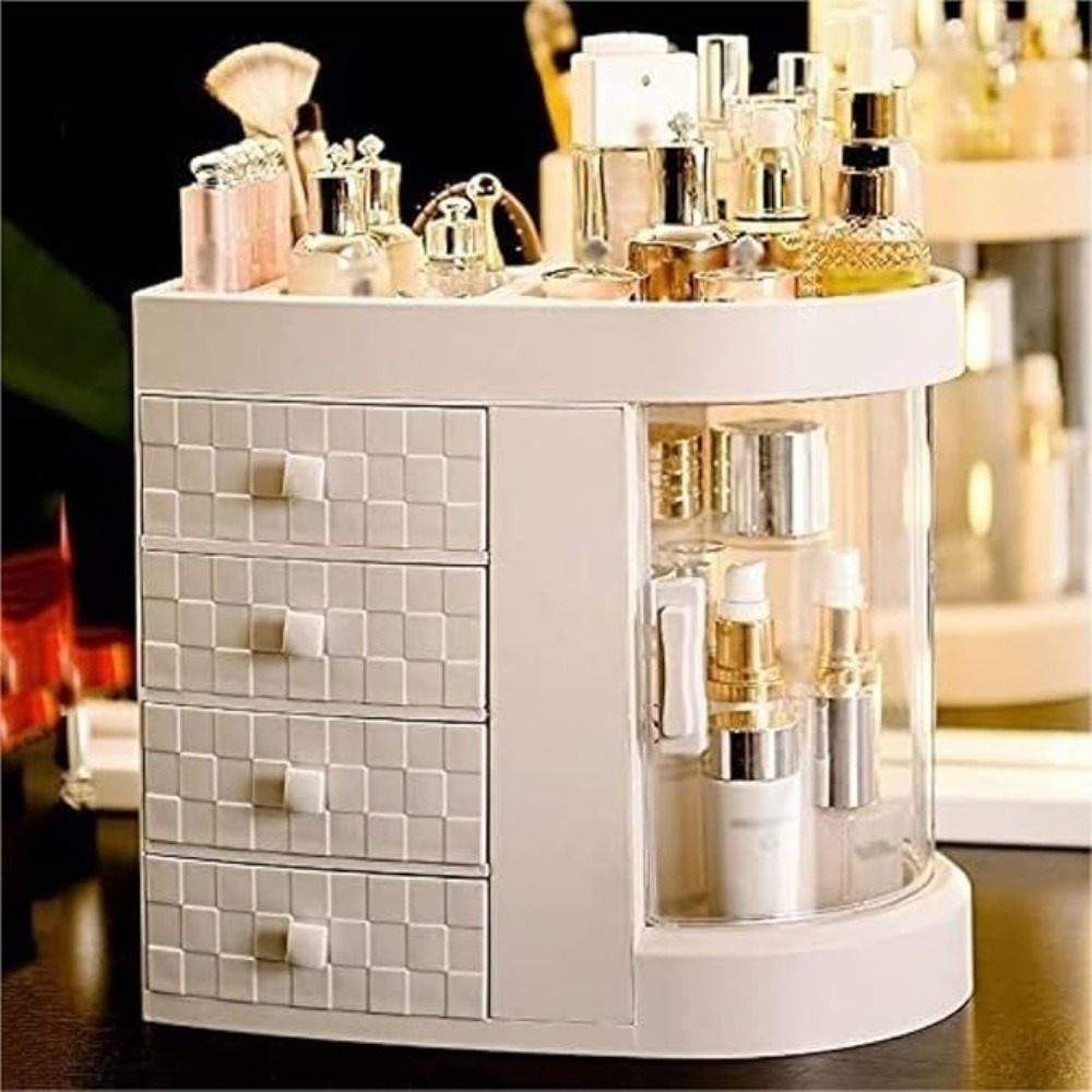 White Makeup Organizer with Drawer, Multifunctional Storage Box