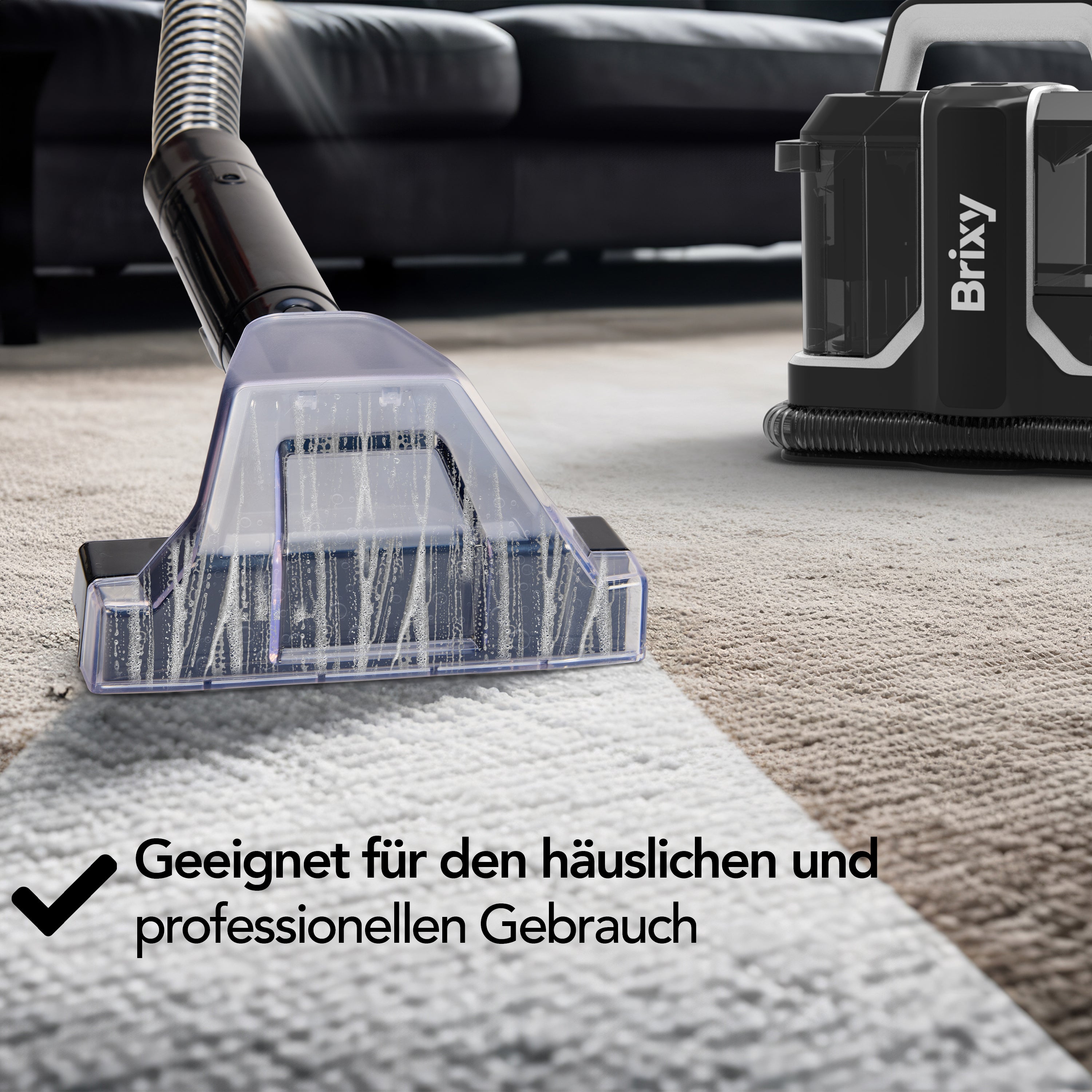 Professionele Tapijtreiniger - Vlekkenreiniger - 2 Borstels - Krachtig En Draagbaar - Bank Reiniger - Meubelreiniger - Zetelreiniger - Zwart