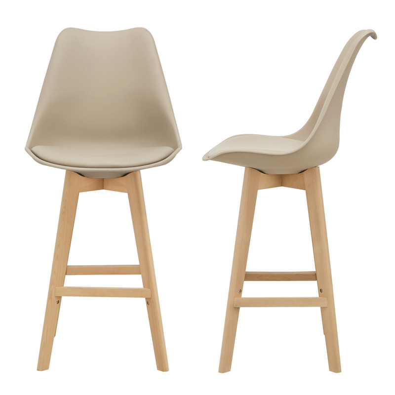 Bar Stool 2pcs Set Bar Chair With Backrest Bistro Stool With Upholstered Seat Counter Stool With Wooden Frame Frame In Colors