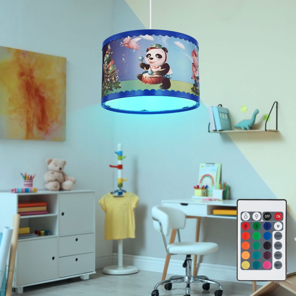 Dimmable Led Children's Room Lamp With Remote Control, Animal Pendant Light, Playroom Lamp, Colorful Kids' Light, Rgb Color Changing, 8.5w 806lm Warm White, Dxh 28 X 120 Cm, Model 2925