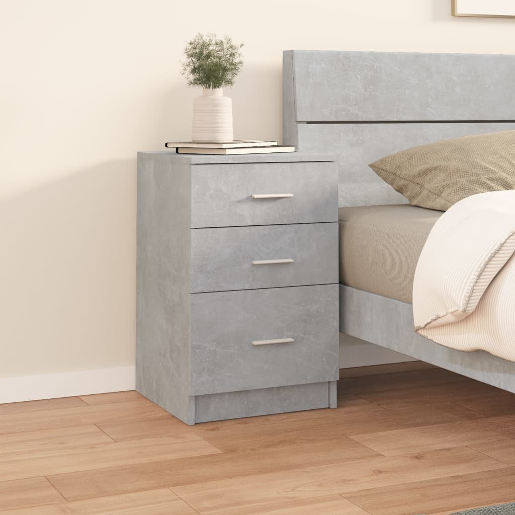 Vidaxl Nightstand With Drawers, Bedside Cabinet, Night Console, Bedroom Cabinet, Dresser, Concrete Grey, 40x40x63cm, Wood Material