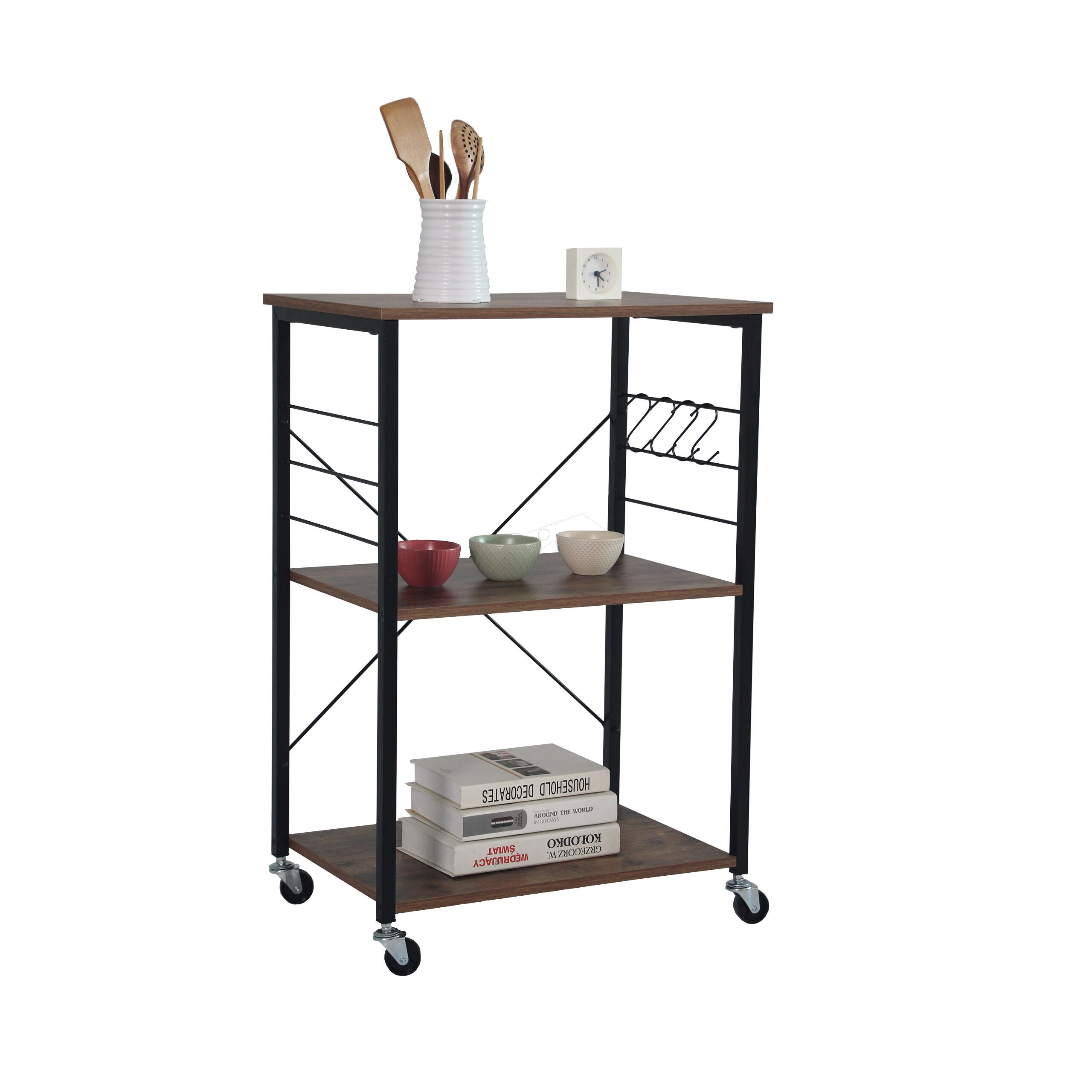 Rolling Cart In Brown/black - (w)60 X (h)89 X (d)40 Cm