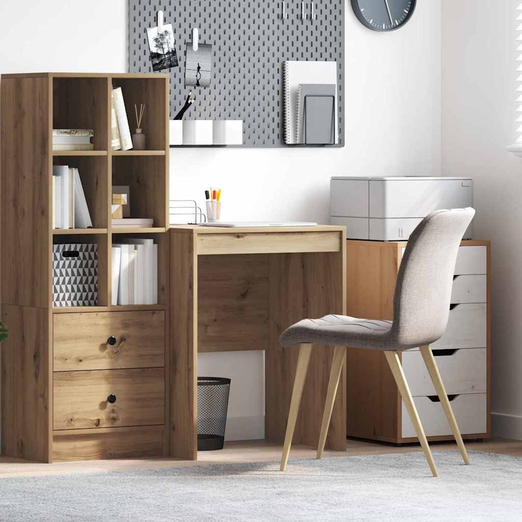 Image of Vidaxl Desk - Oak 60 X 50 X 76 Cm, Living Room, Modern Desk For Home, Compact, Long-lasting Writing, Minimalist For Students, Functional For Children