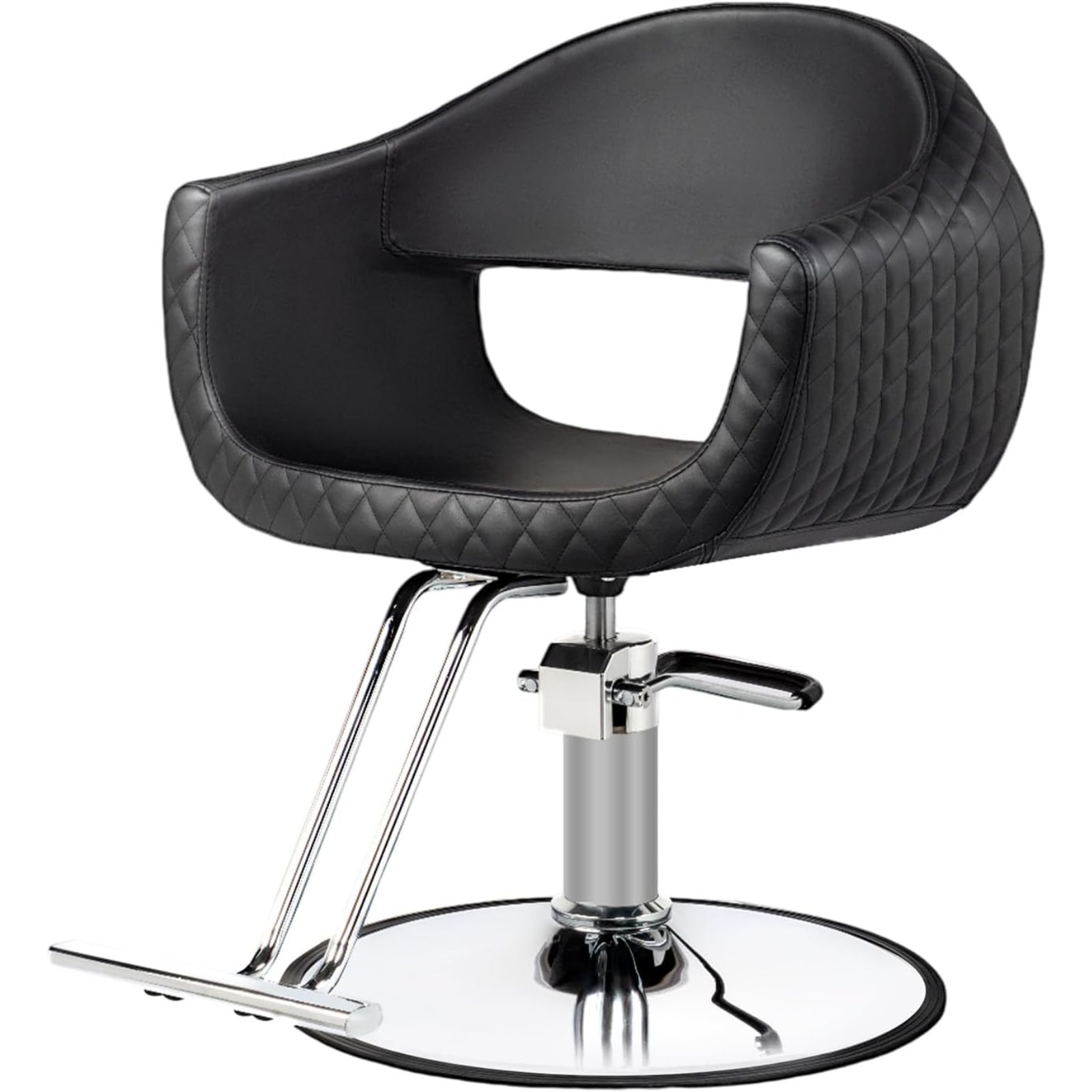 Image of Adjustable Barber Chair 84-99 Cm, 360° Rotatable Barber Stool With 150 Kg Load Capacity, Barber Chair With Footrest, Barber Chair Made Of Pvc Leather (black, 66 Cm)