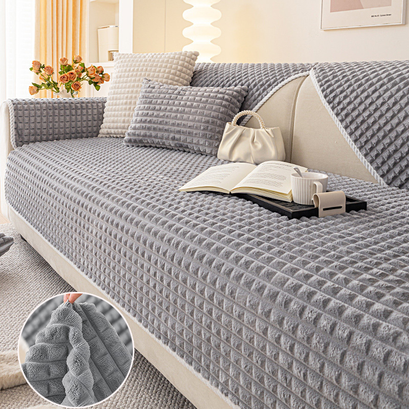 TEMU 1pc Flannel Sofa Cover, Soft Plush Non-slip Couch Protector, Autumn Winter Warm Sofa Slipcover, Scratch-resistant Pet Friendly, Machine Washable