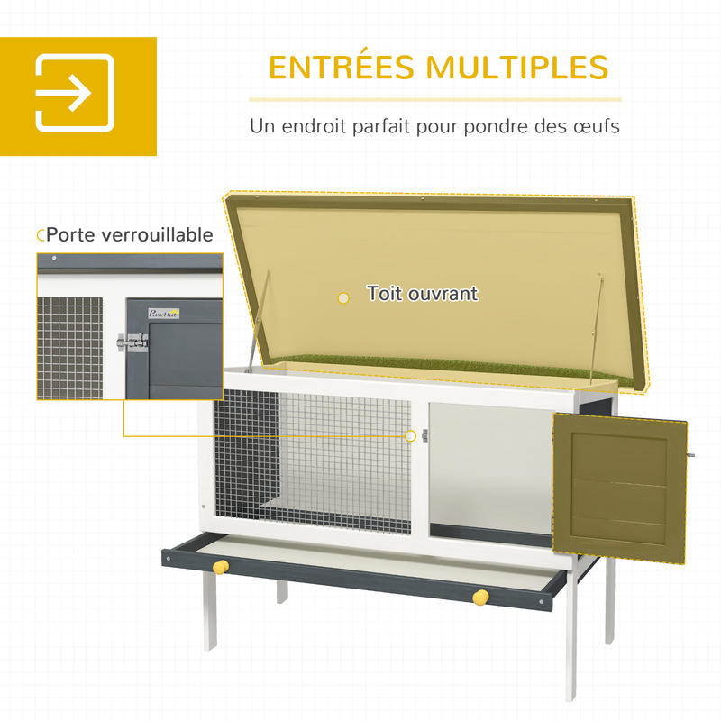 Konijnenhok met nestkast, openklapbaar dak