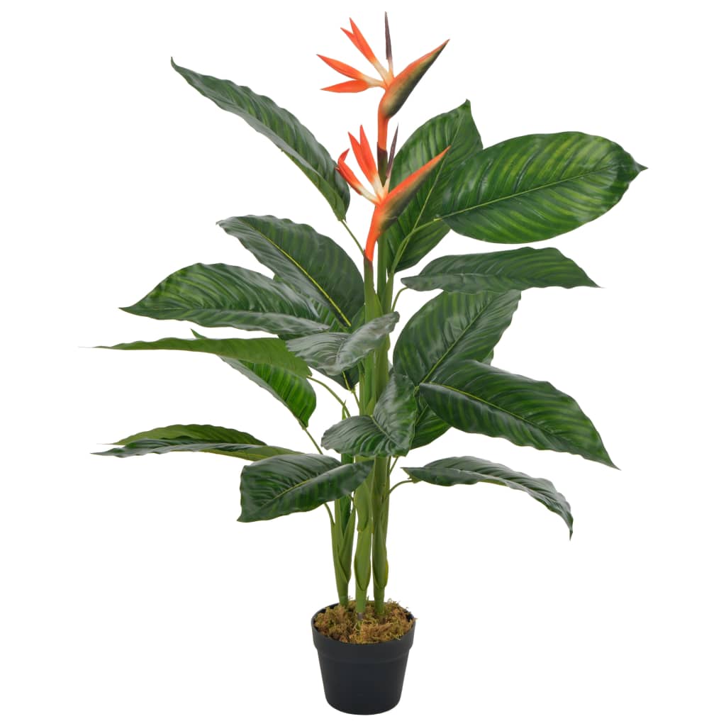 Image of Vidaxl Artificial Strelitzia Plant With Pot Artificial Flower Decorative Flower Decorative Plant Indoor Plant Pot Plant Office Plant Decor Red 100cm