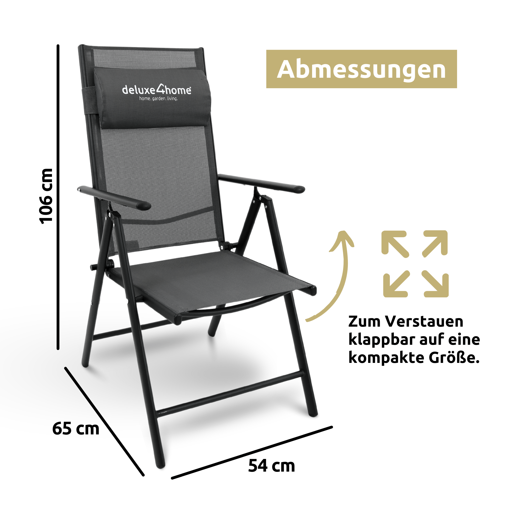 Garden Chair With 7-position Adjustable Backrest