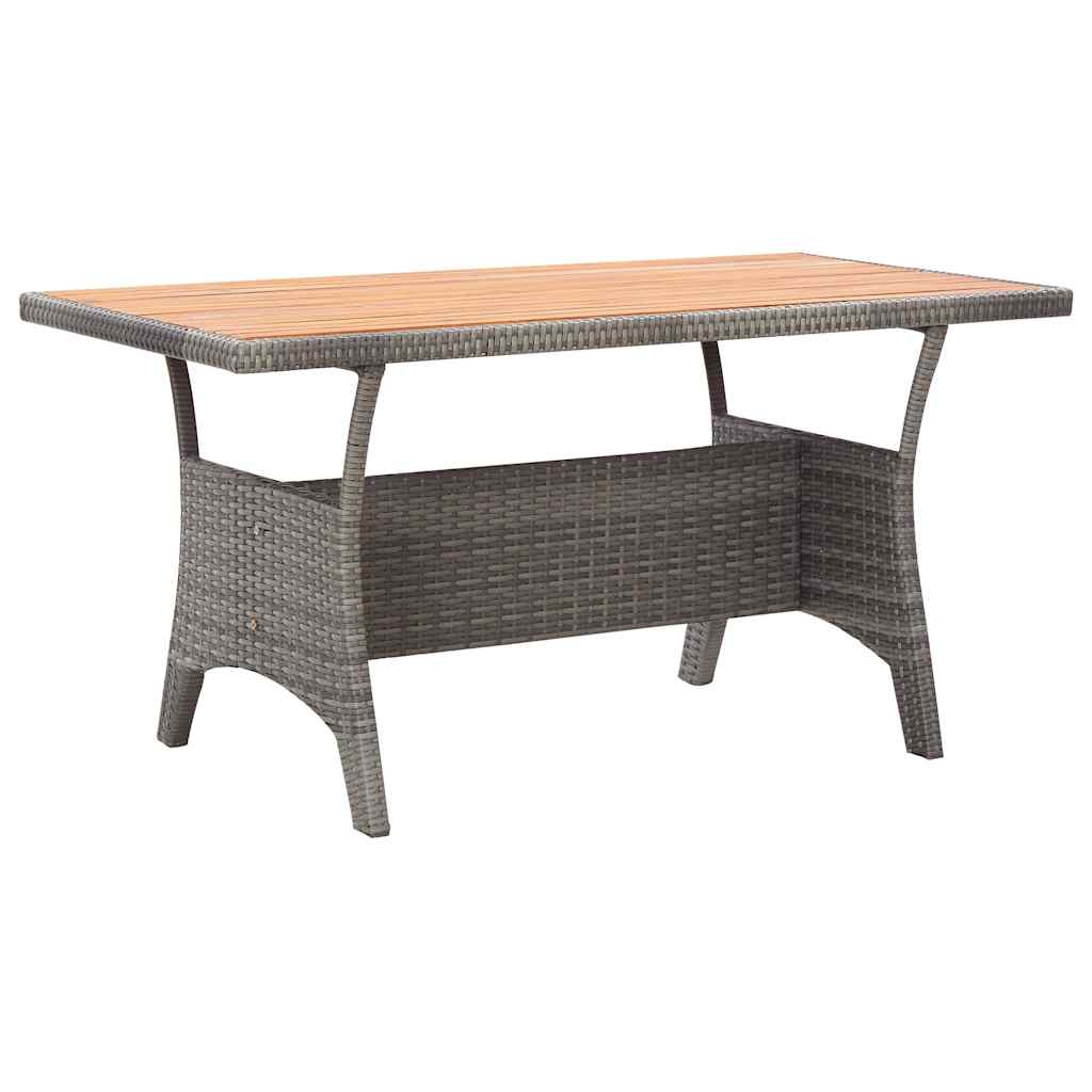 Image of Solid Acacia Wood Garden Table, Dining Table, Patio Table, Balcony Table, Outdoor Furniture, Grey, 120x70x66cm
