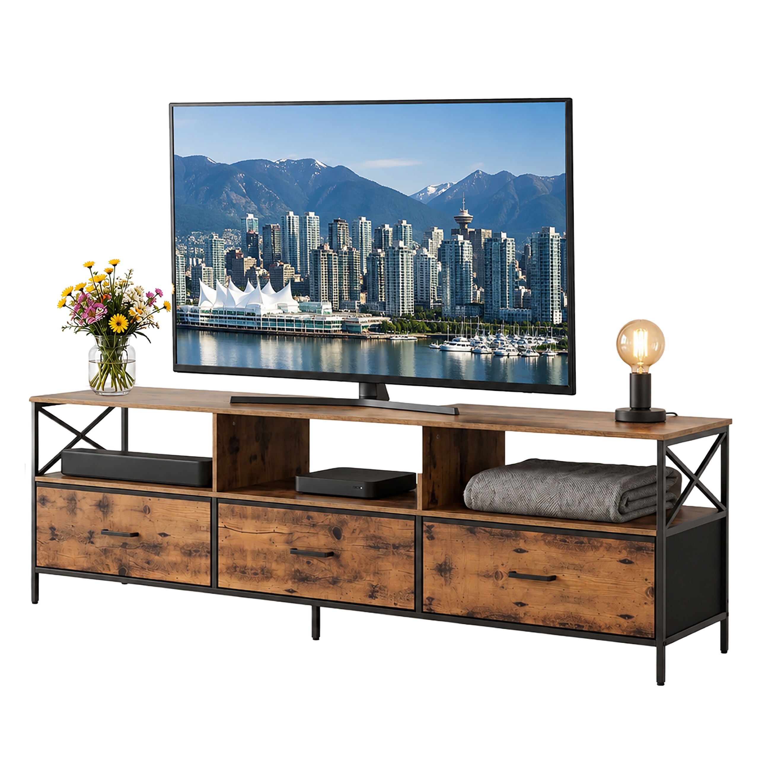 Image of Tv Lowboard In Brown/ Black - (w)170 X (h)50 X (d)40 Cm