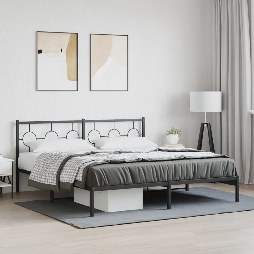 Image of Vidaxl Bed Frame Double Bed Guest Bed Slatted Metal Bed Metal Bed Frame Metal Bed