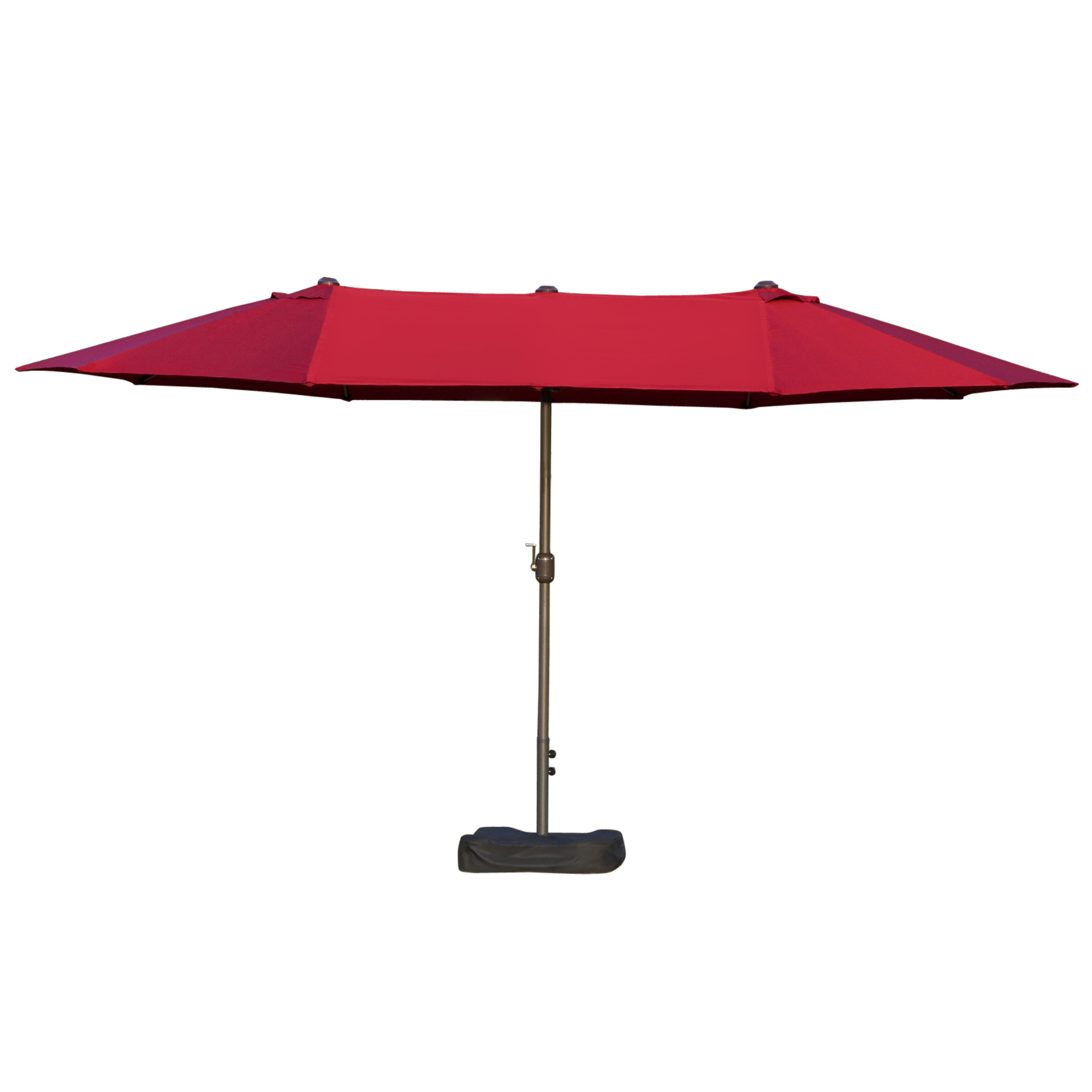 Outsunny XXL Garden Parasol, 4.6L X 2.7L X 2.4H M, Manual Opening And Closing with Crank, Foot And Counterweight Included, High-Density Polyester, Steel, Weight Bags And Parasol Base Included, Bordeaux