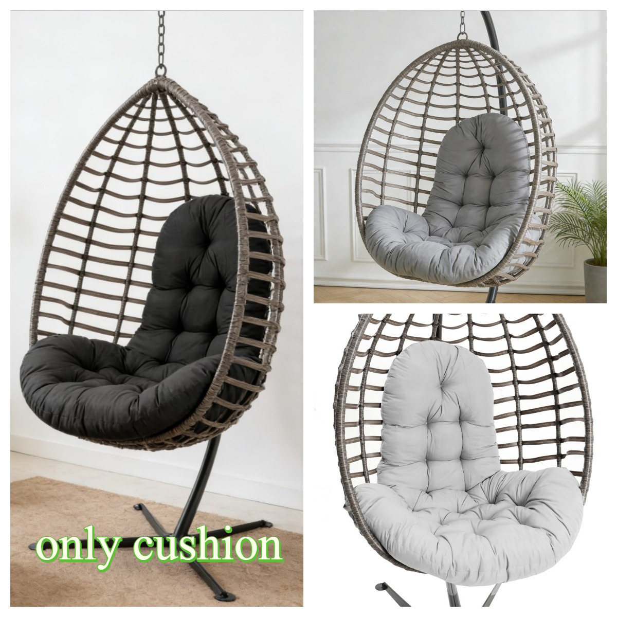 1 pc thickened seat cushion large sized rattan chair seat cushion tongue pad home decoration rocking chair seat cushion light   gray   color size 130 95 15 cm