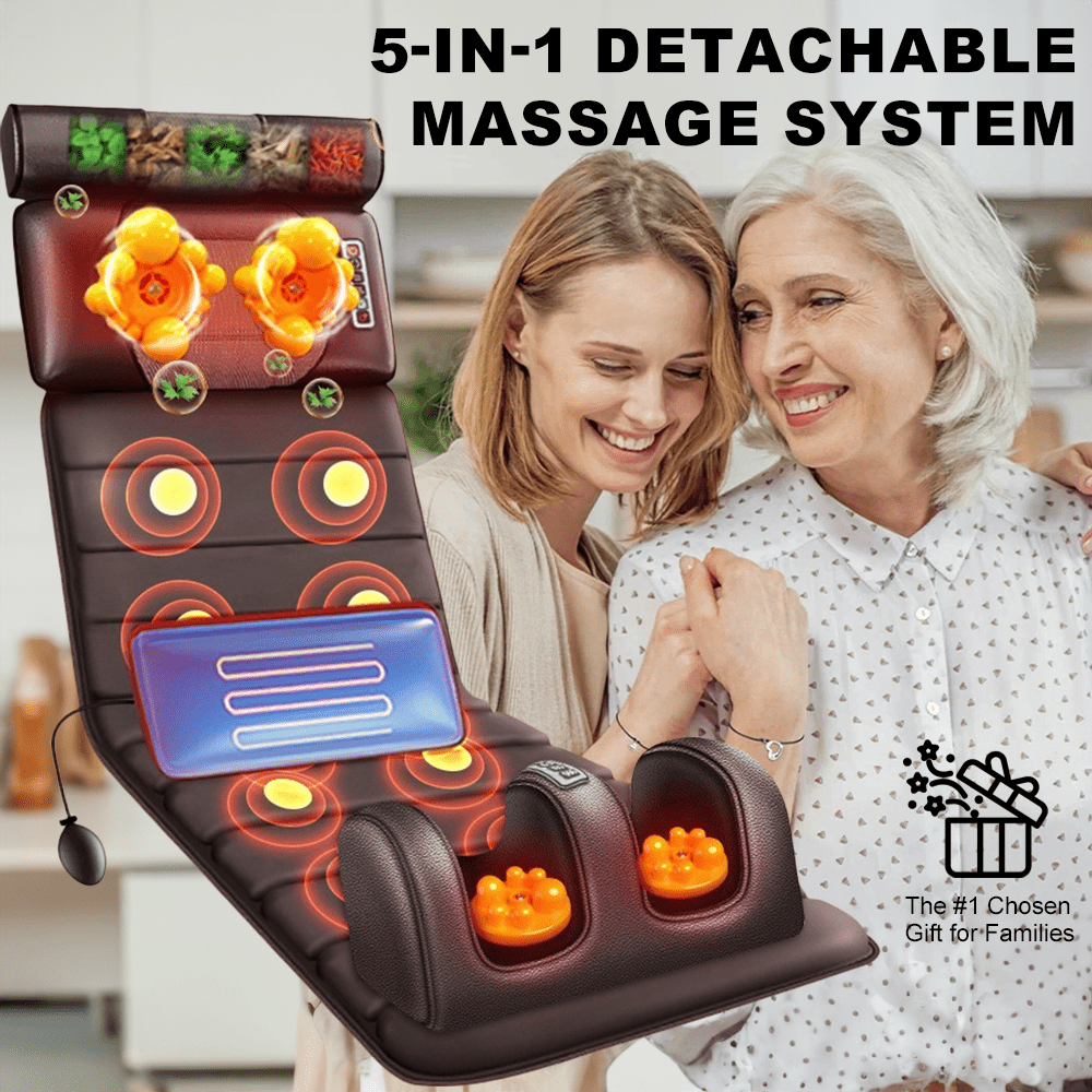 Portable   Electric Massager with   Heat and Herbal Pillow - Shiatsu Massage for Shoulders, Back, Legs, and Cellulite - Full   with 10 Motors, Air Traction, and Foldable Case - Ideal Gift for Women, Men, Anniversaries, Birthdays, and Mother s Day