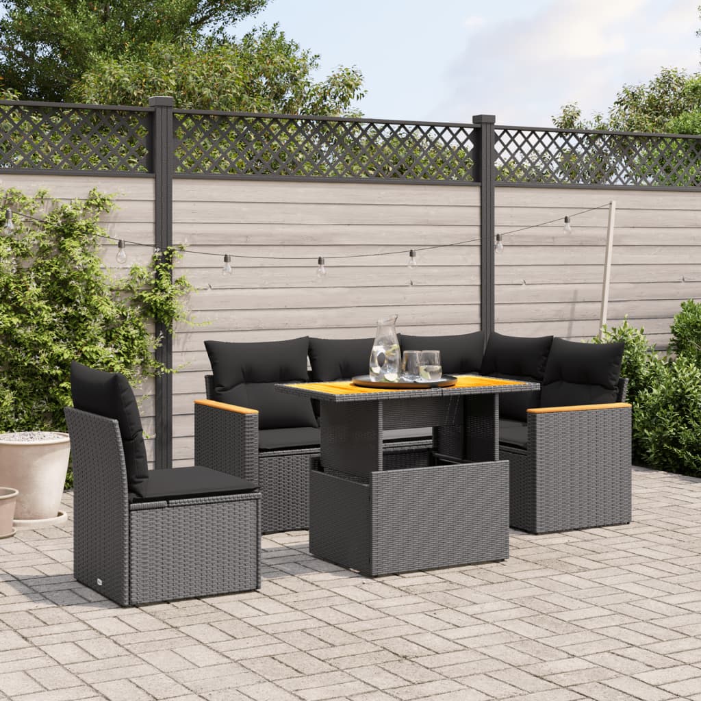 Vidaxl 8-piece Garden Sofa Set With Cushions, Outdoor Furniture, Seating Group, Lounge Sofa Set For Terrace, Black Poly Rattan