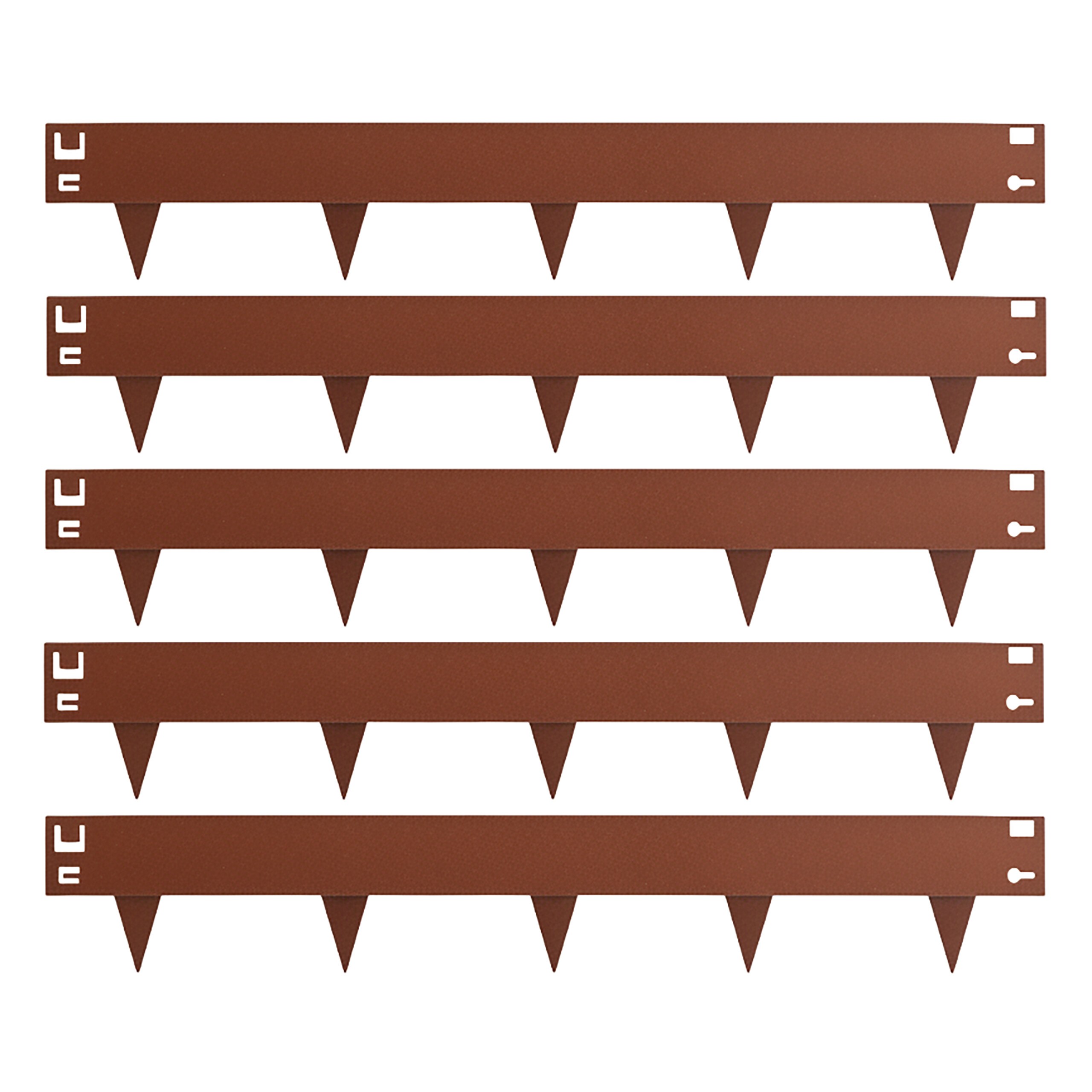 TEMU Lawn Edges Flexible, 5pcs Pack, Each 16 X 106 X 0.2 Cm, Steel With Rust Optic, Brown, Weather-resistant And Flexible, For Beds, Lawns And Garden