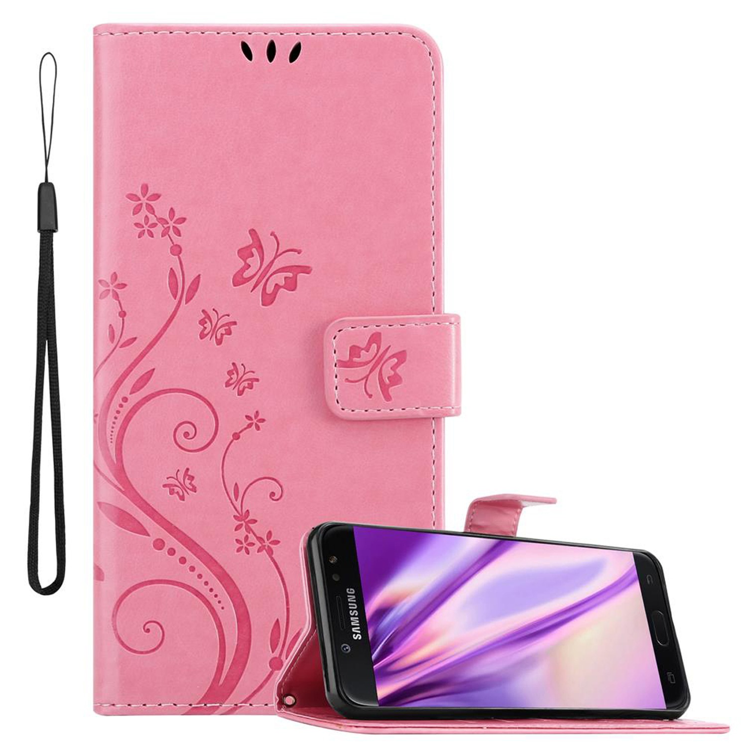 Case Compatible For Galaxy J7 2018 Protective Cover With Magnetic Closure, Stand Function And Card Slots Flip Case Flower Cover Phone Case Foldable Case Book Bag