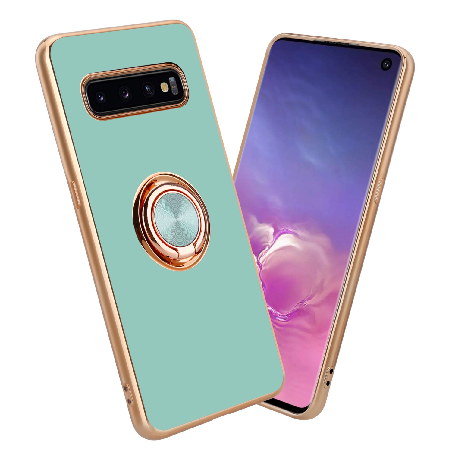 Case Compatible With Galaxy S10 4g With Ring Protective Case Made Of Flexible Tpu Silicone With Camera Protection And