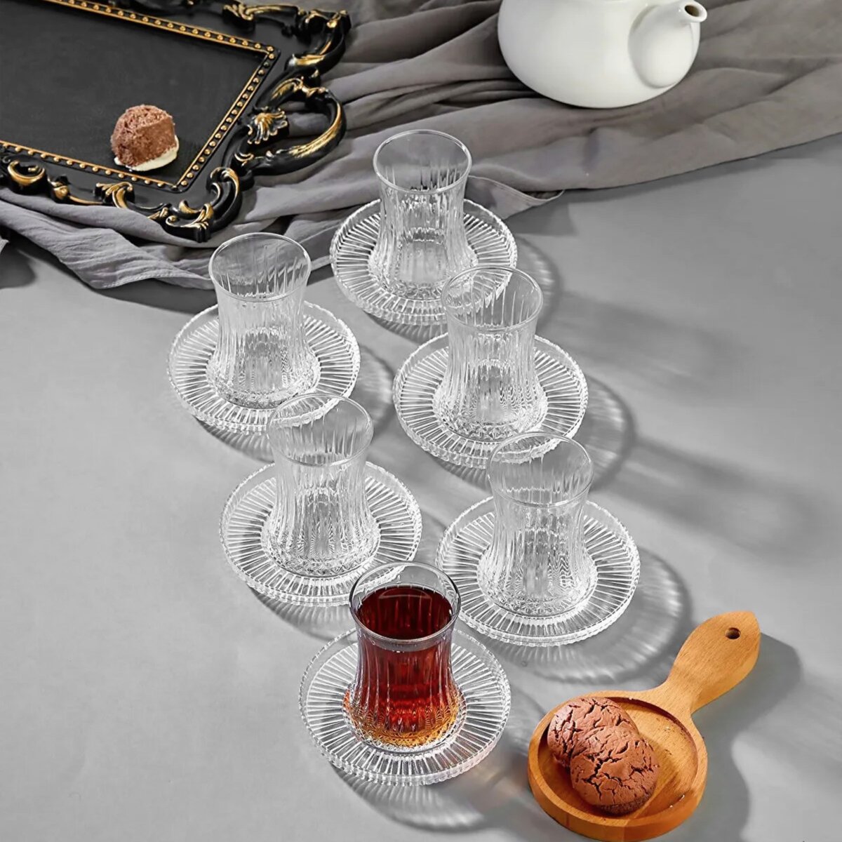 Image of Elegant 6pcs Tea Set With Saucer 170 Ml - & Luxurious Optics | , , Ideal For Everyday & Leisure - Now!